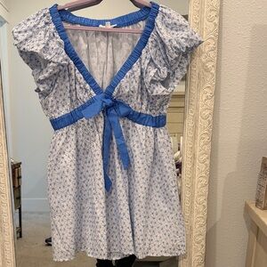 New Peach Love Californa Blue and White  Dress